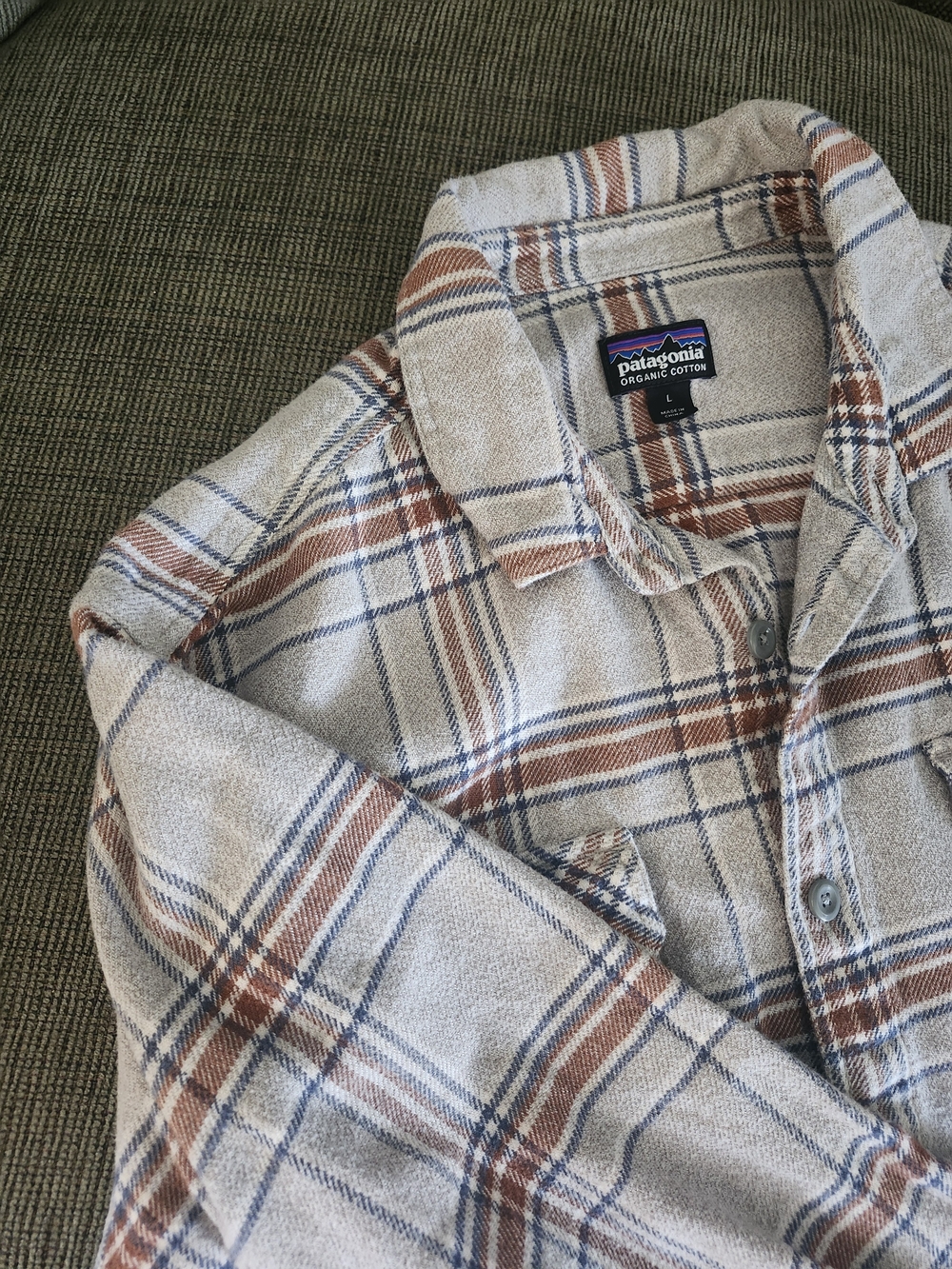 Patagonia Plaid Button-Down Shirt in Cream, Brown & Blue